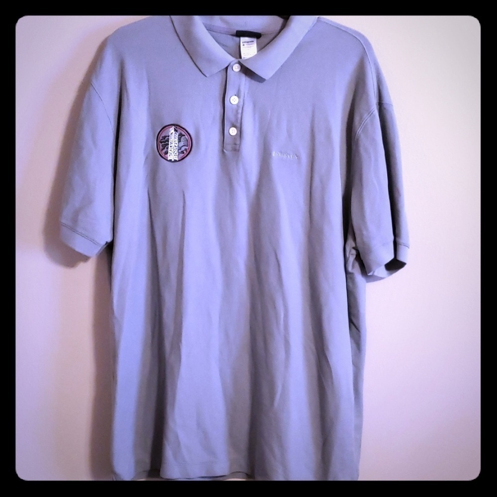 Patagonia oraganic cotton embroidered polo grey
